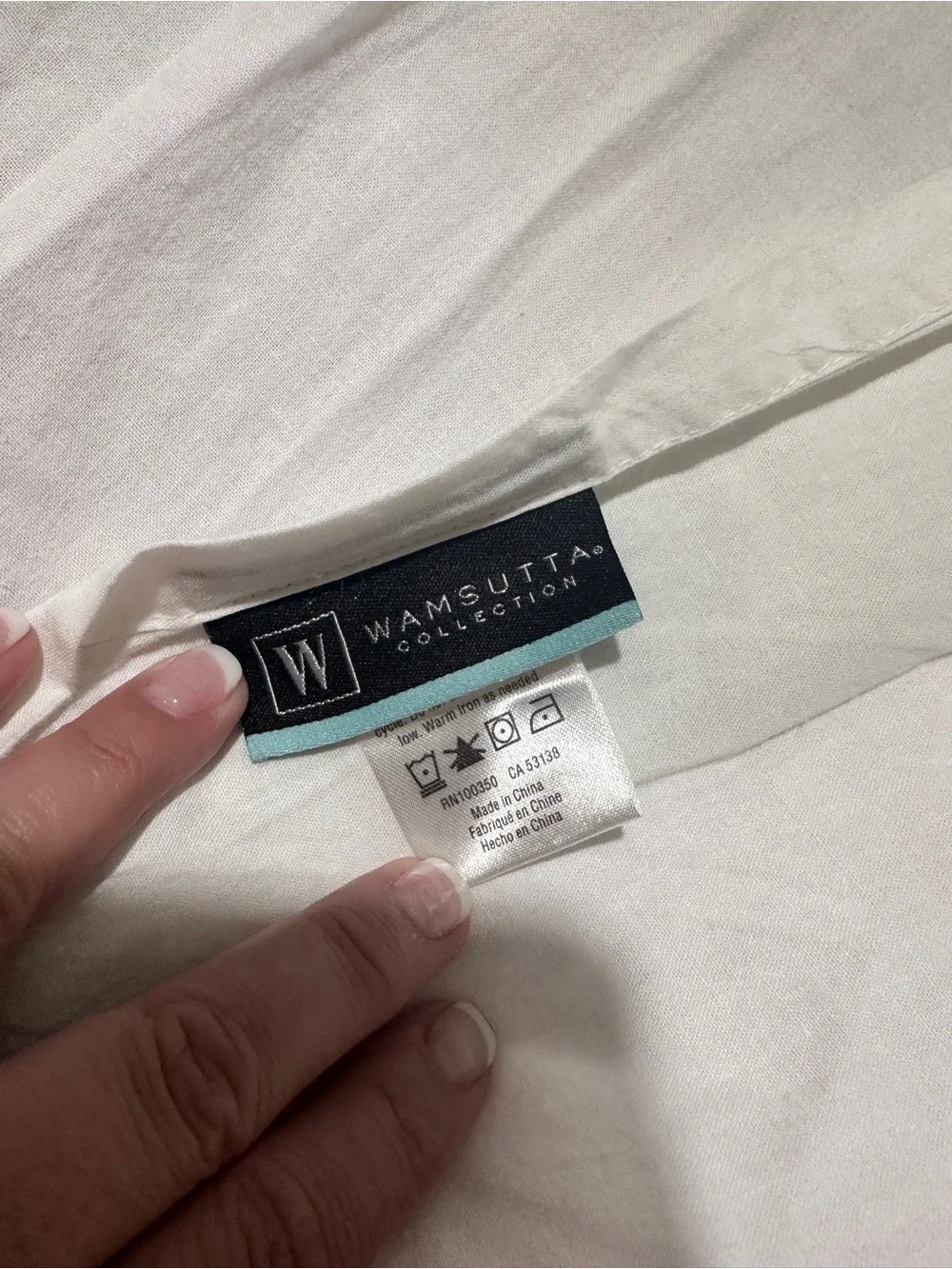 Wamsutta King Size White Cotton Pleated Button Detail Bed Skirt 15” Drop